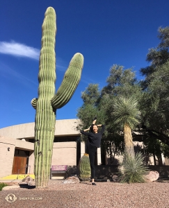 And finally, in Arizona, Principal Dancer Chelsea Cai and Shen Yun International Company prepare for performances in Tucson, Phoenix, and Mesa with some extra stretching. (Photo by Annie Li)
